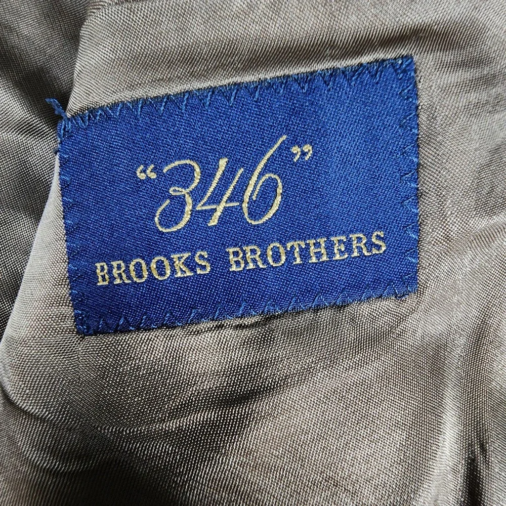 Brooks‎ Brothers 346 Blazer Men 46L Brown Black Houndstooth 100% Wool Sport Coat